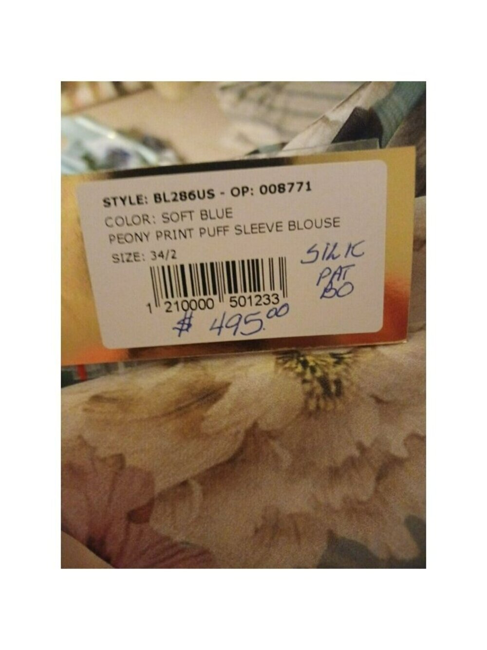 PatBO $495 Silk Peony Print Puff Sleeve Blouse Sz 34/2 NWT - Picture 5 of 5